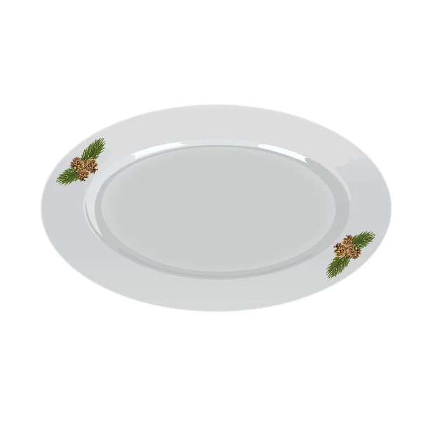 Une assiette isolée en porcelaine blanche sur fond blanc — Image vectorielle