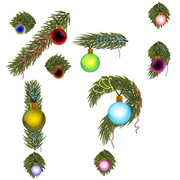 Signe de ponctuation de Noël sur le fond de l'alphabet des aiguilles vertes — Image vectorielle