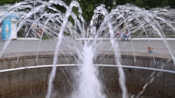 Jets Water Pouring Fountain Camera Goes Fountain — Stock Photo, Image