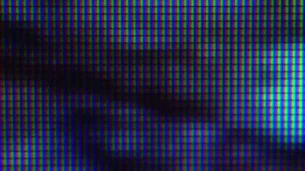 Arbeiten Pixel im Monitor, TV, mit einer Video-Wiedergabe Nahaufnahme — Stockvideo