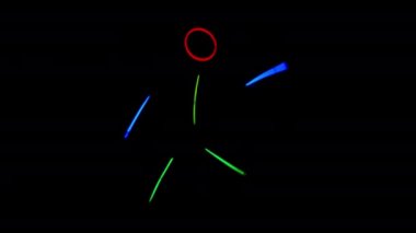 Karanlıkta dans eden çok renkli neon adam. Neon çubuk takım elbise
