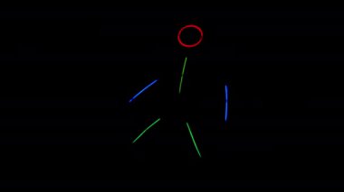 Karanlıkta atlayan çok renkli neon adam. Neon çubuk takım elbise