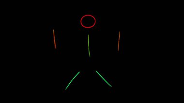 Karanlıkta dans eden çok renkli neon adam. Neon çubuk elbise 4k