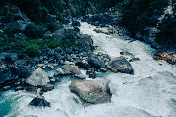 Mountain river. View from the path during Annapurna trekking — Stock Photo, Image