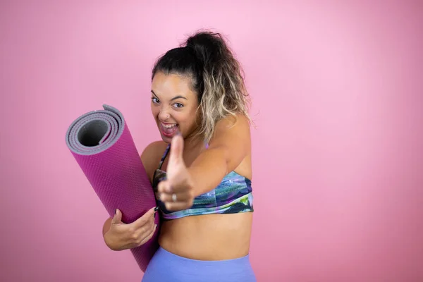 Jonge Mooie Vrouw Draagt Sportkleding Het Houden Van Een Splinter — Stockfoto