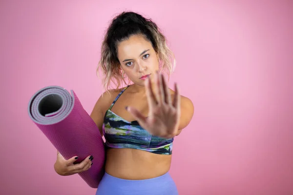 Jonge Mooie Vrouw Dragen Sportkleding Het Houden Van Een Splinter — Stockfoto