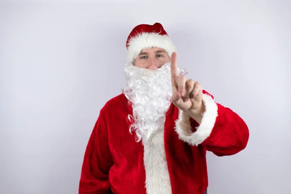 Hombre Vestido Como Santa Claus Pie Sobre Fondo Blanco Aislado — Foto de Stock