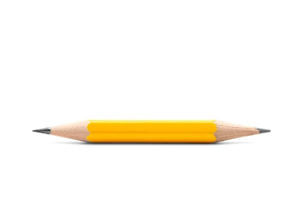 Yellow Pencil Two Way Sharp Plain White Background — Stock Photo, Image