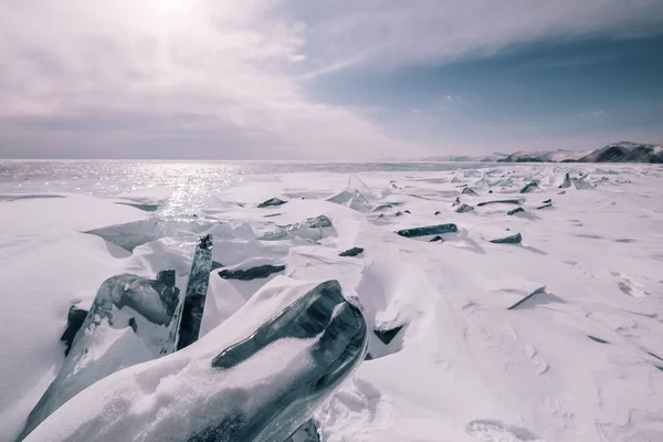 Eisschollen Des Gefrorenen Meeres Winterlandschaft — Stockfoto