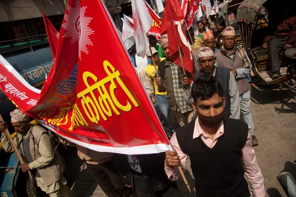 Action communists CPN-UML against the Maoist party in Kathmandu — Stock Photo, Image