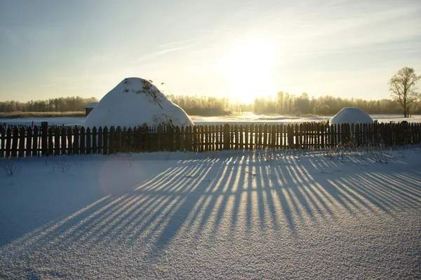 Vinter i byn Siberian — Stockfoto