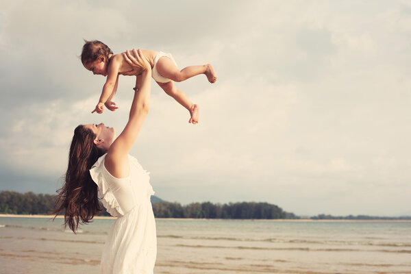 mother and her baby outdoors