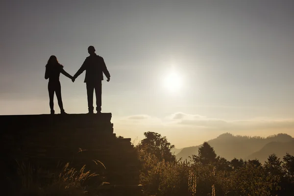 Amor pareja silueta — Foto de Stock