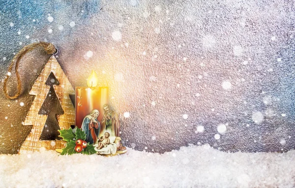 Presepe sotto la neve — Foto Stock