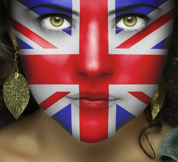 He United Kingdom on the woman 's face — стоковое фото