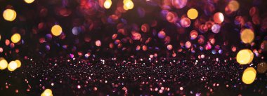 Soyut pembe parlak arka plan, parlak altın rengi sönmüş ışıklar, bokeh