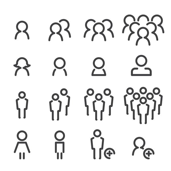 people line icon set