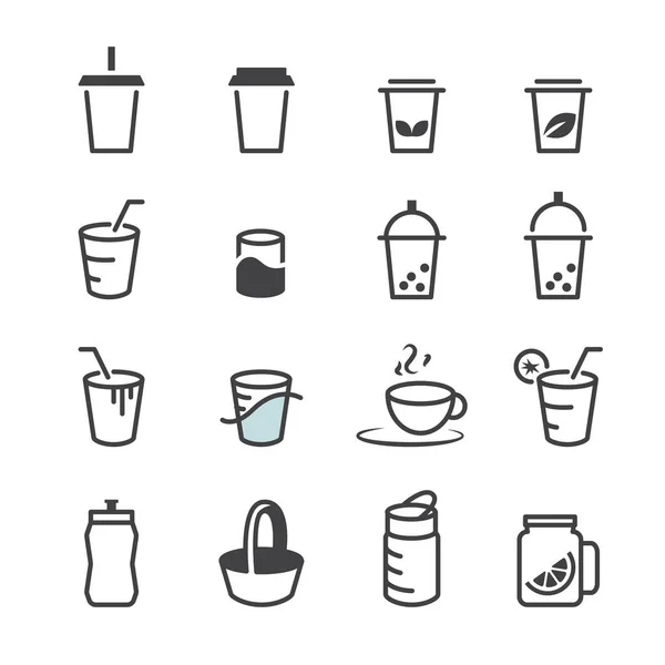 Línea Bebidas Icon Set Del Elemento Diseño — Vector de stock