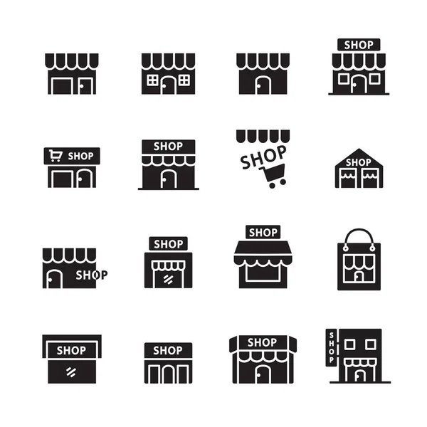 Shop Building Icon Set Design Element — Διανυσματικό Αρχείο