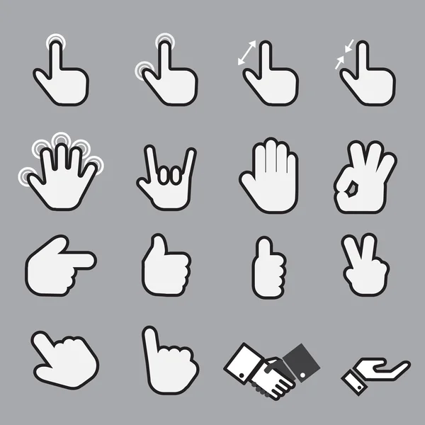 Icono de mano set.vector — Archivo Imágenes Vectoriales