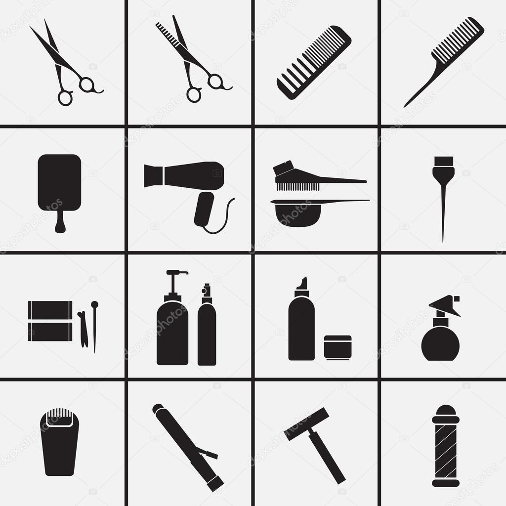 Hairdressing equipment icons Stock Vector by ©jacartoon 59528767