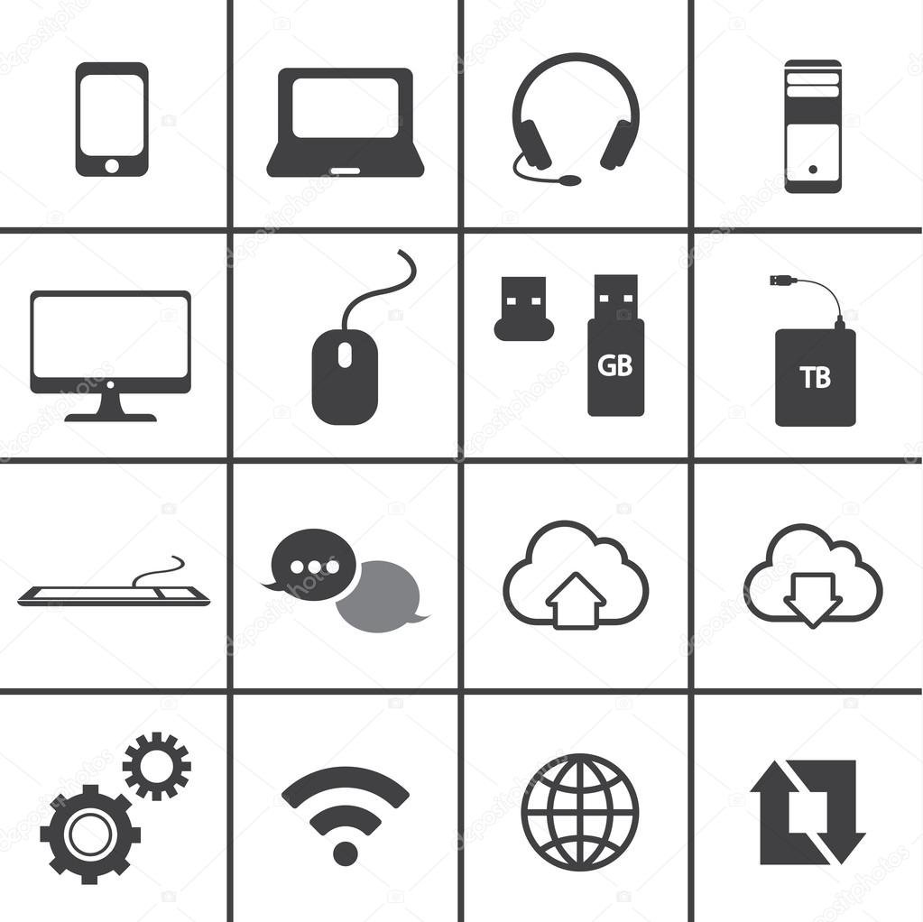 Network and mobile icon set