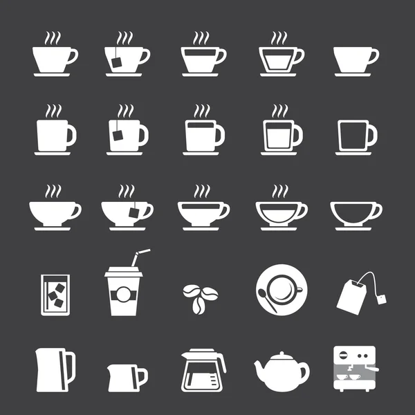 Taza de café y taza de té icono conjunto — Vector de stock