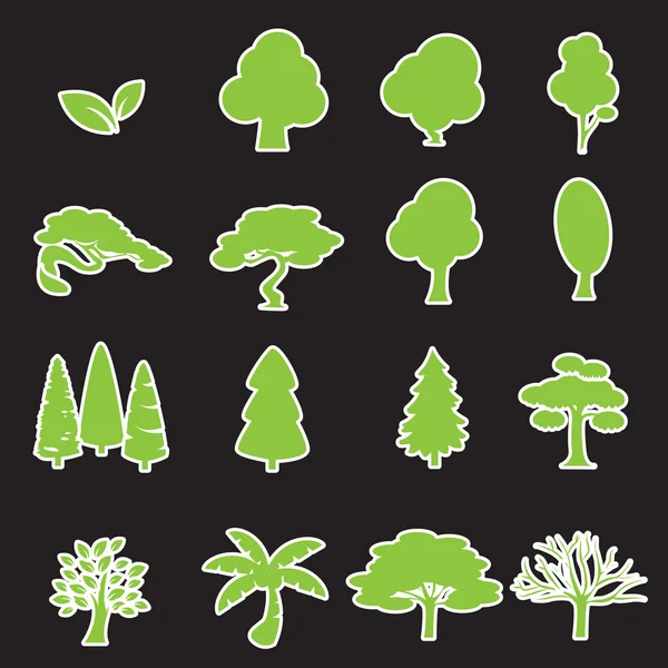 Bomen pictogram ingesteld — Stockvector