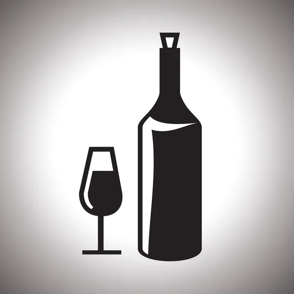 Botella de vino y un icono de vidrio — Vector de stock