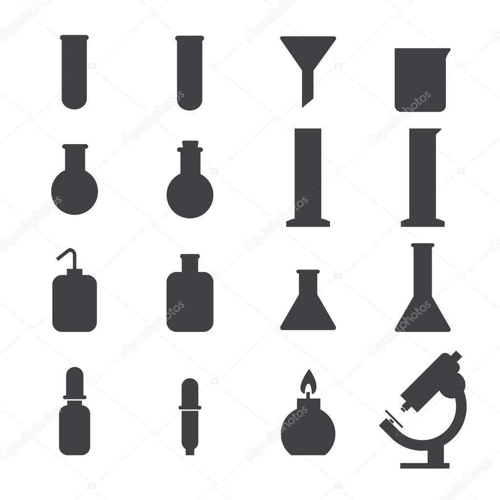 Set of laboratory equipment icon