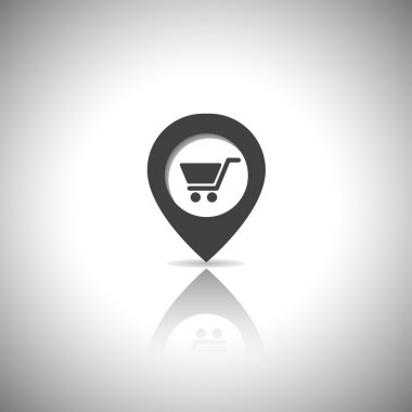 Harita işaretleyici alışveriş sepeti simgesini