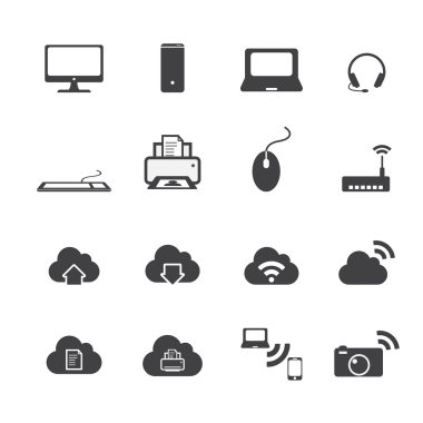 Computer and cloud icons clipart
