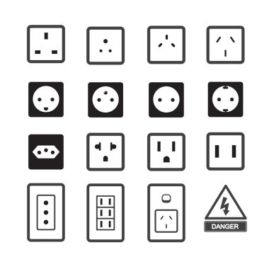 Electric outlet and plug icon