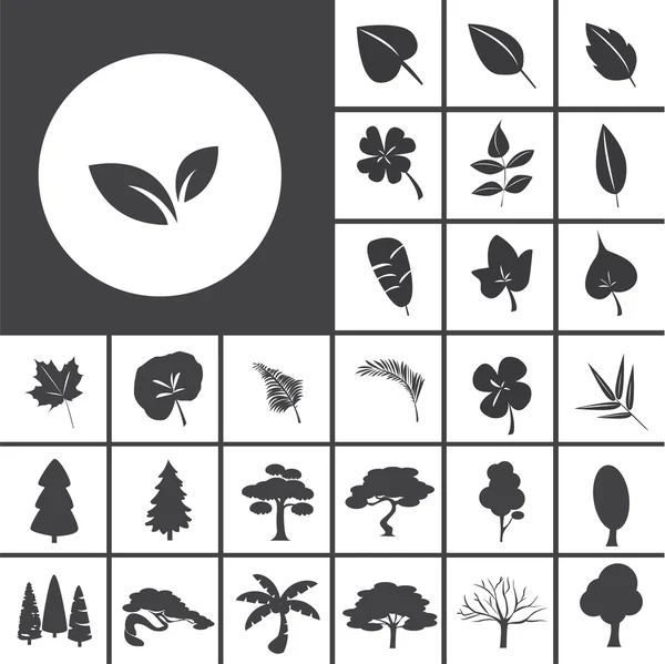 Icône feuille et arbre — Image vectorielle