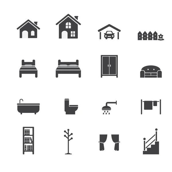 Maison icônes connexes — Image vectorielle