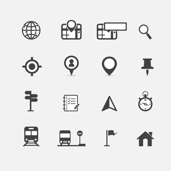 Mapa ikony i lokalizacji ikon — Wektor stockowy
