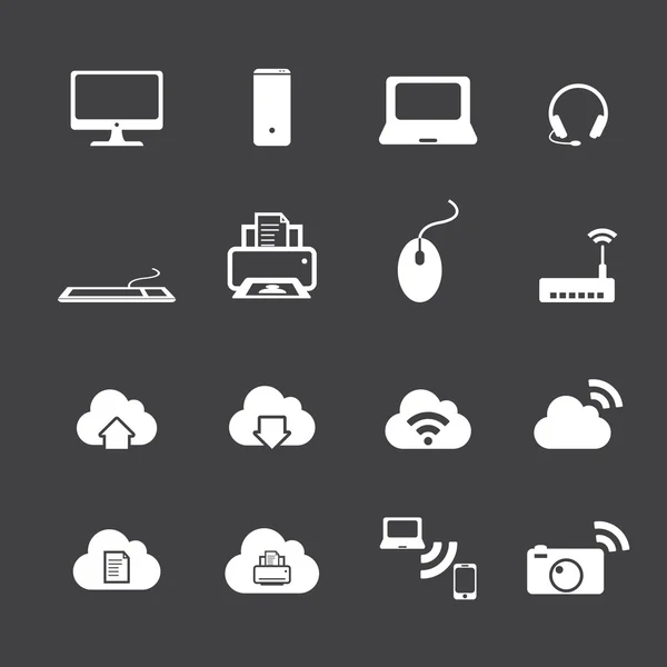 Computer en cloud pictogrammen — Stockvector