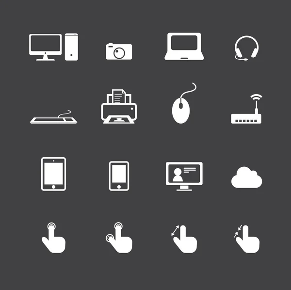 Computer en telefoon pictogrammen — Stockvector