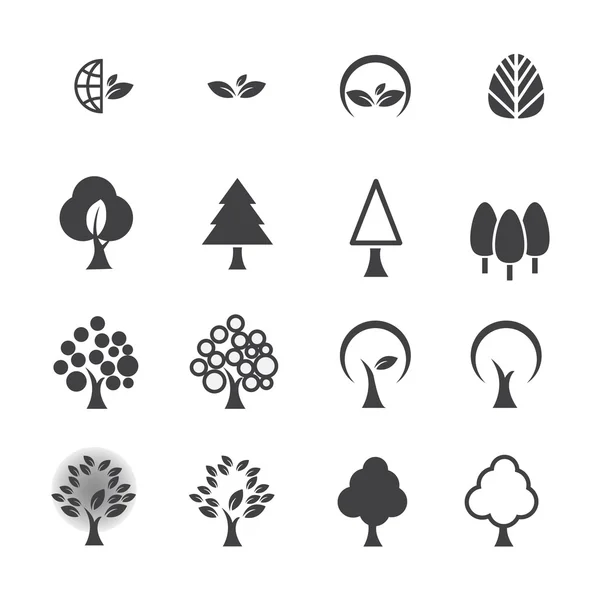 Árbol icono conjunto — Vector de stock