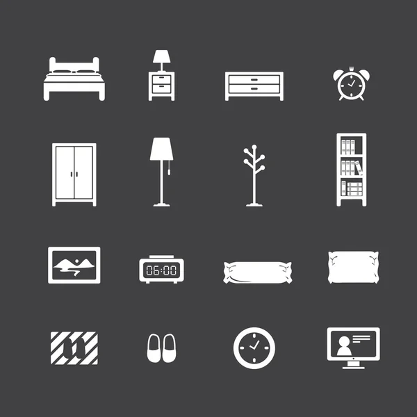 Bedroom icon set — Stock Vector