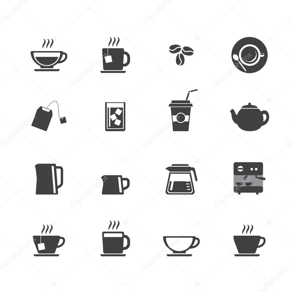 Coffee cup and Tea cup icon set