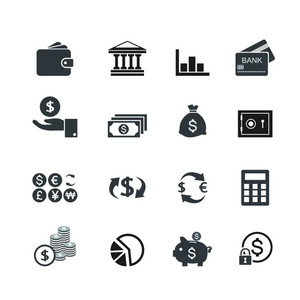 Gestión financiera iconos planos — Vector de stock