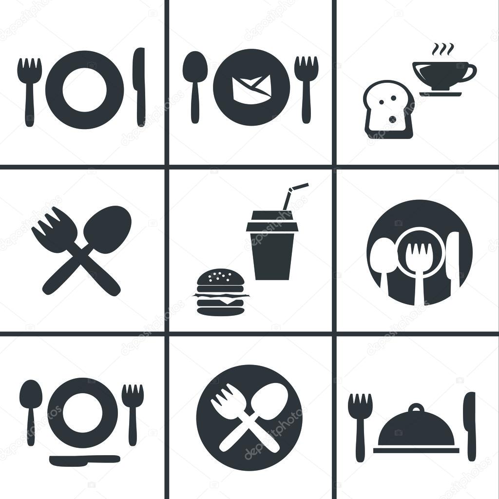 Food Center, Food Court,fork and spoon icon set