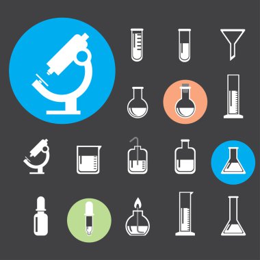 Laboratuvar ekipmanları simge kümesi