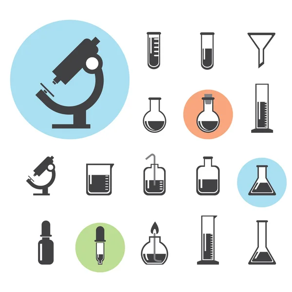 Conjunto de icono de equipo de laboratorio — Vector de stock