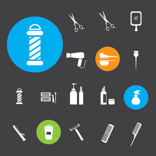 Hairdressing equipment icons