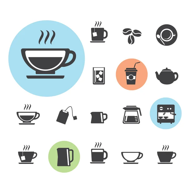 123-2coffee a čajové sady ikon — Stockový vektor