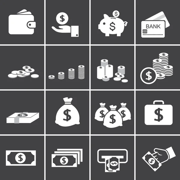 Geld pictogram ingesteld — Stockvector