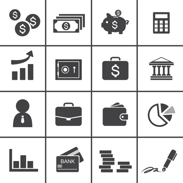 Monnaie, finance, icônes bancaires — Image vectorielle