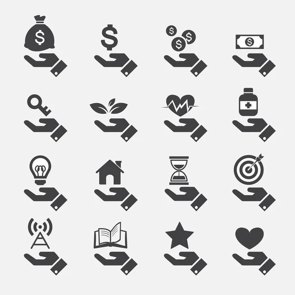 Iconos concepto de mano — Archivo Imágenes Vectoriales